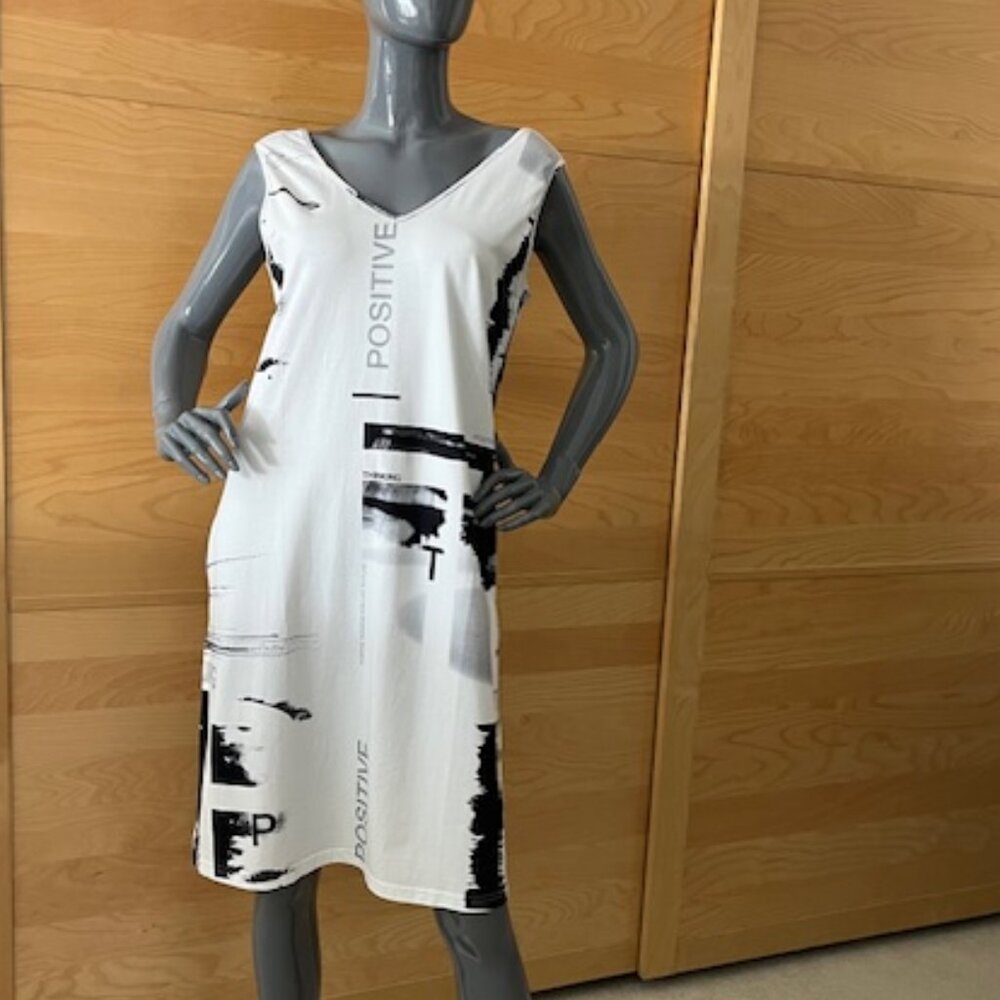 NY77 Design cotton b/w spring summer print dress NWT
